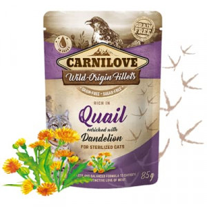 CARNILOVE CAT QUAIL DANDELION konservi kaķiem Paipala mērcē 85g